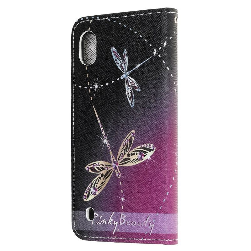 δερματινη θηκη Samsung Galaxy A10 με κορδονι Strappy Dragonflies