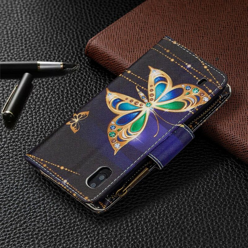 Κάλυμμα Samsung Galaxy A10 Royal Butterfly Τσέπη Με Φερμουάρ