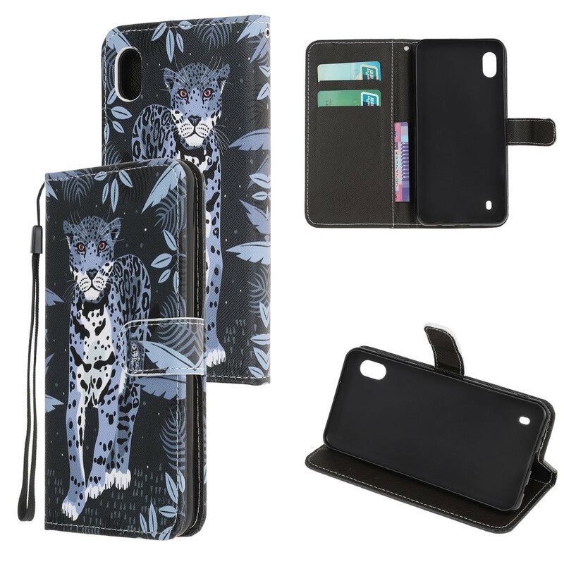 Θήκη Flip Samsung Galaxy A10 με κορδονι Strappy Leopard