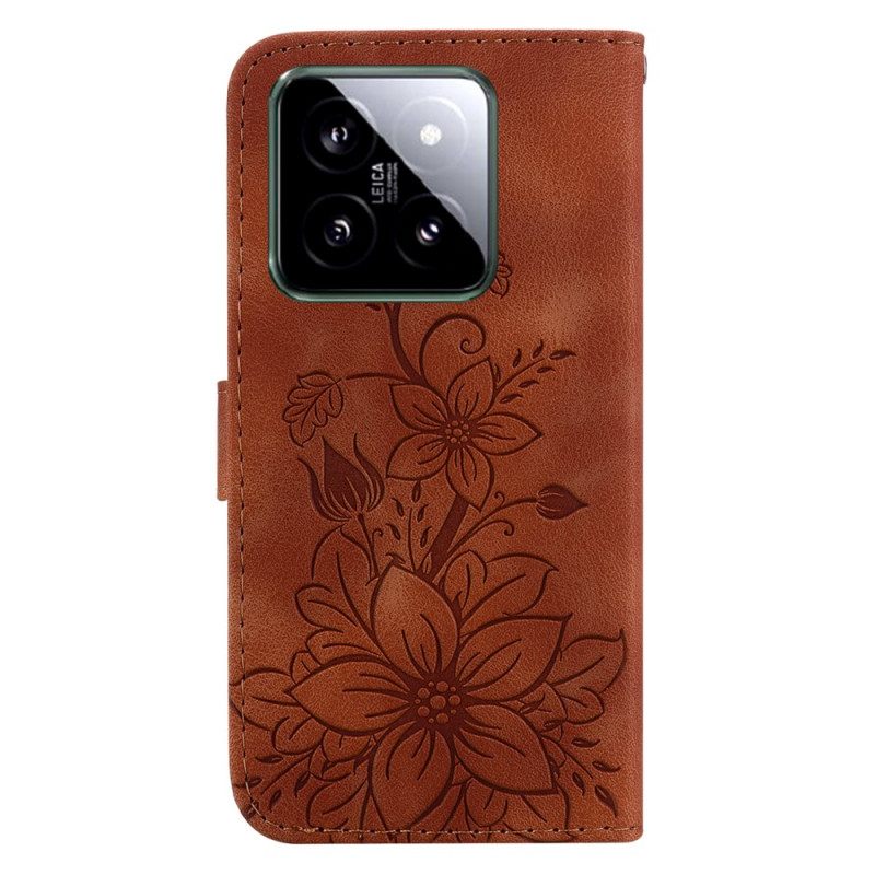 Δερματινη Θηκη Xiaomi 14 Floral Pattern Σιλικόνης