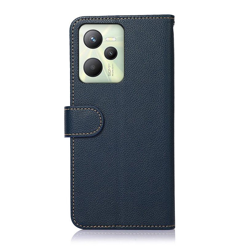 δερματινη θηκη Realme C35 με κορδονι Khazneh Lychee Texture Rfid Strap