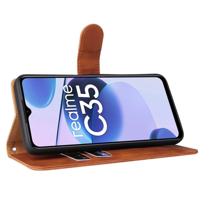 Κάλυμμα Realme C35 με κορδονι Αίσθηση Αφής Δέρματος Με Λουράκι