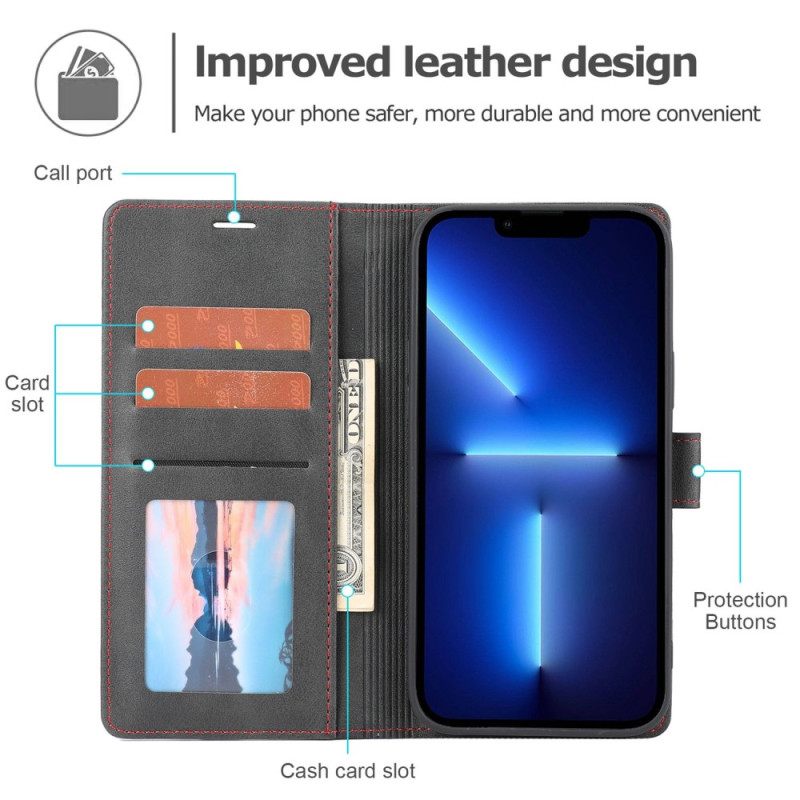 Κάλυμμα iPhone 14 Pro Line Leather Effect