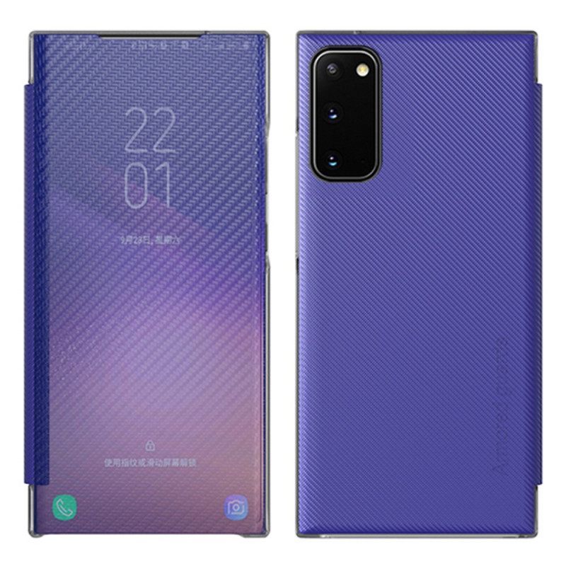 θηκη κινητου Samsung Galaxy S20 Plus / S20 Plus 5G Θήκη Flip Ημιδιαφανές Ίνες Άνθρακα