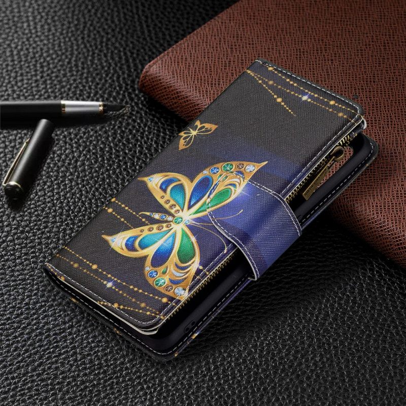 Θήκη Flip Oppo A74 4G Τσέπη Με Φερμουάρ Πεταλούδες