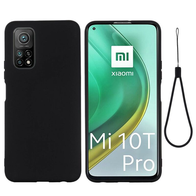 Θήκη Xiaomi Mi 10T / 10T Pro Υγρή Σιλικόνη Με Κορδόνι