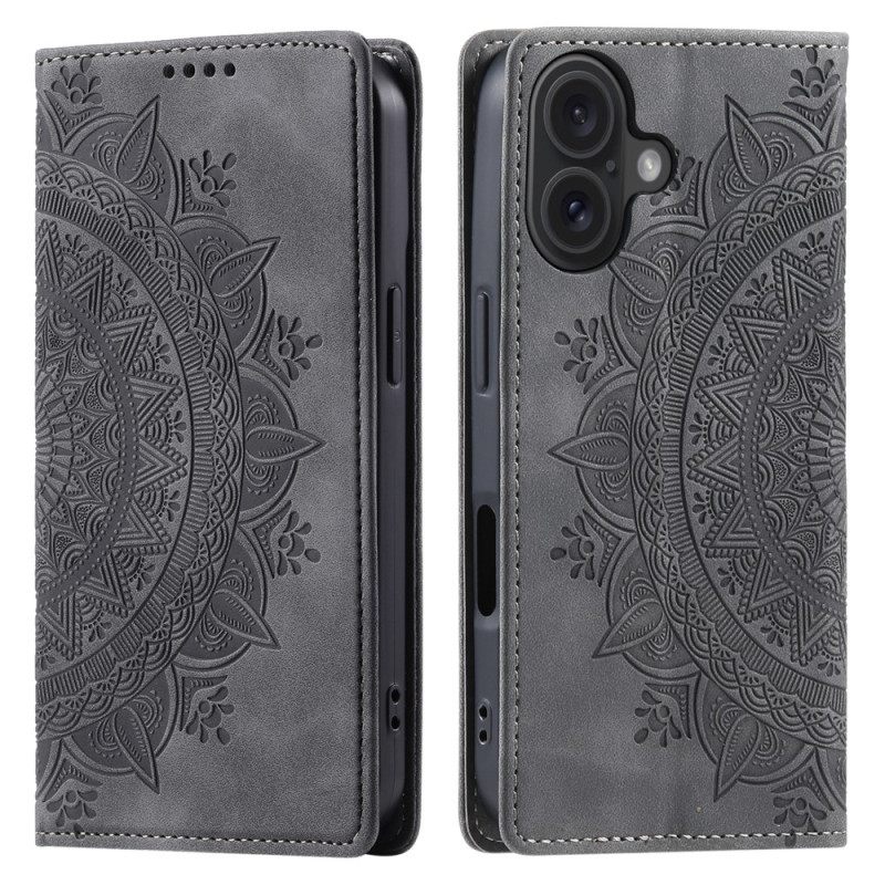 Δερματινη Θηκη iPhone 16 Plus Mandala Suede Effect