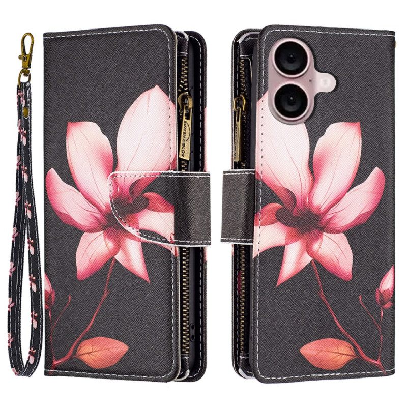 Δερματινη Θηκη iPhone 16 Plus Πορτοφόλι Lotus Strap