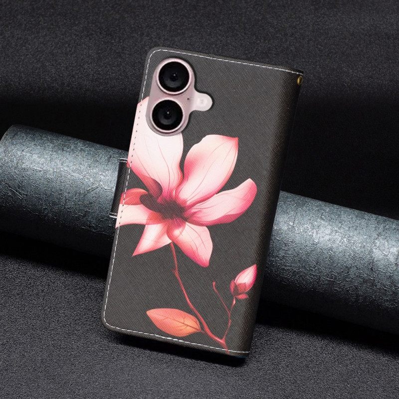 Δερματινη Θηκη iPhone 16 Plus Πορτοφόλι Lotus Strap