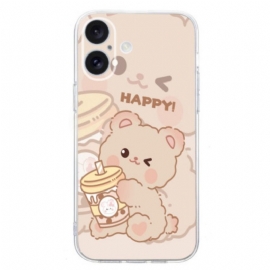 Κάλυμμα iPhone 16 Plus Happy Bear Σιλικόνης