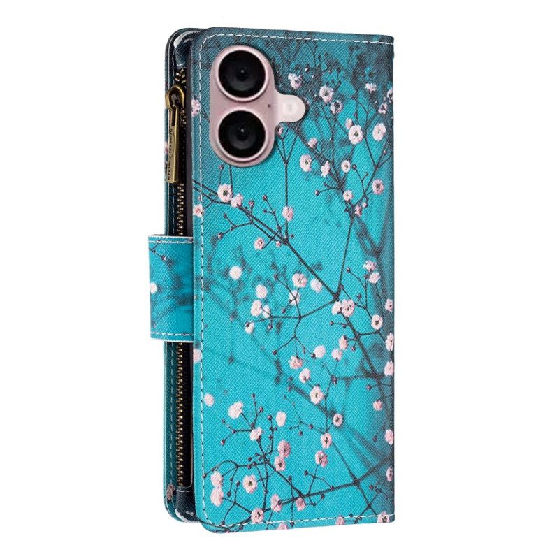 Θηκη Κινητου iPhone 16 Plus Θήκες Κινητών Πορτοφόλι Plum Blossom Με Λουράκι