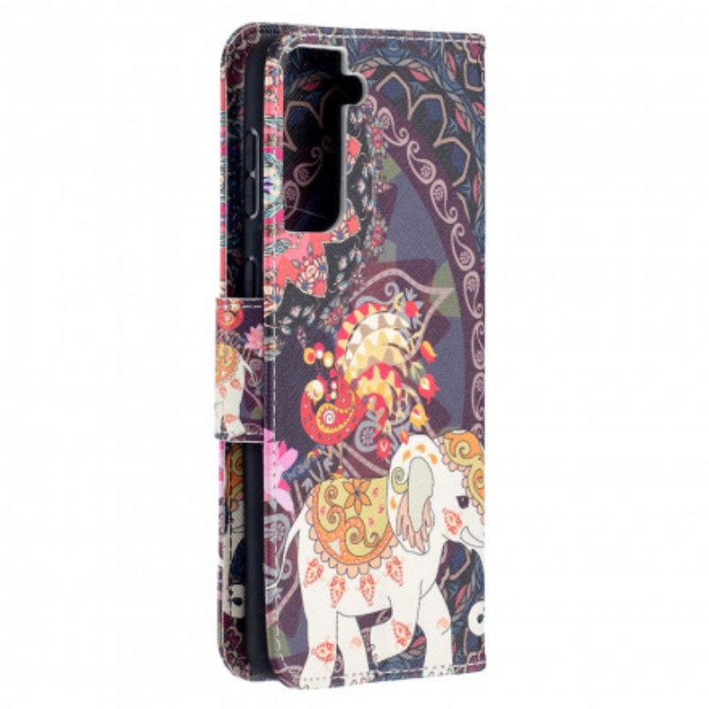 δερματινη θηκη Samsung Galaxy S21 Plus 5G Mandala Ethnic Elephants