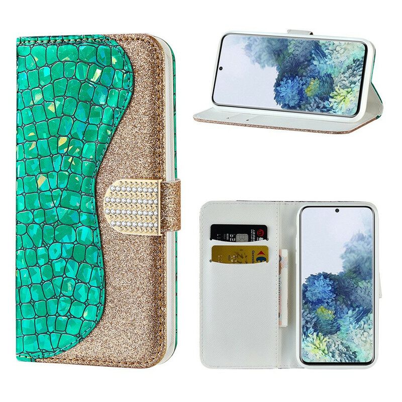 Θήκη Flip Samsung Galaxy S21 Plus 5G Crocodile Diamonds