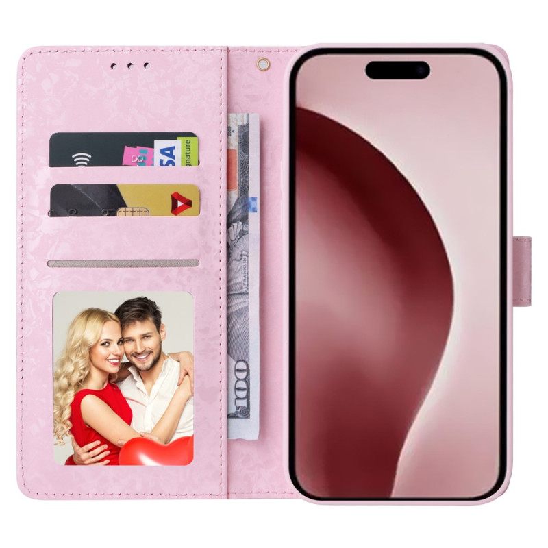 Δερματινη Θηκη iPhone 16 Pro Floral Rfid Blocker Wallet