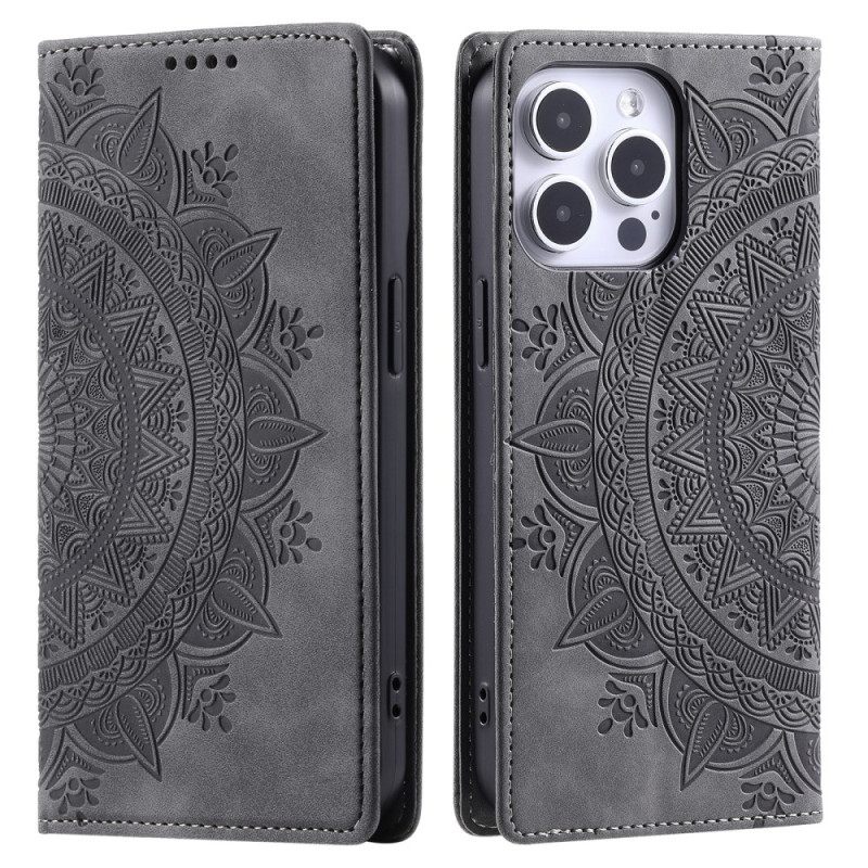 Δερματινη Θηκη iPhone 16 Pro Mandala Suede Effect