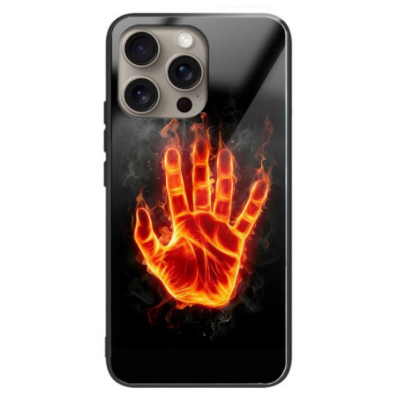 Κάλυμμα iPhone 16 Pro Hand On Fire Tempered Glass Σιλικόνης