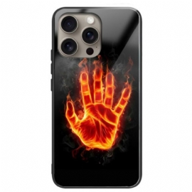 Κάλυμμα iPhone 16 Pro Hand On Fire Tempered Glass Σιλικόνης