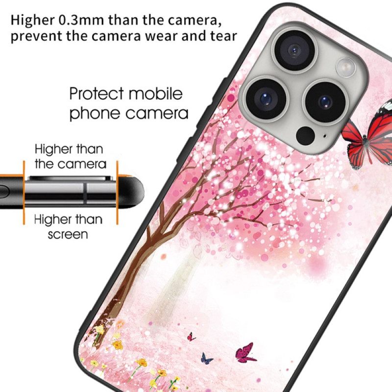 Κάλυμμα iPhone 16 Pro Θήκες Κινητών Cherry Blossom Tempered Glass