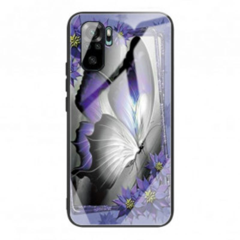 Θήκη Poco M5s Μωβ Butterfly Tempered Glass