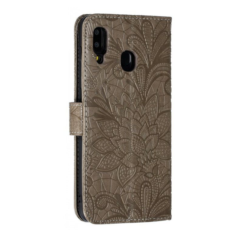 Θήκη Flip Samsung Galaxy A30 / A20 με κορδονι Strap Tribal Flowers