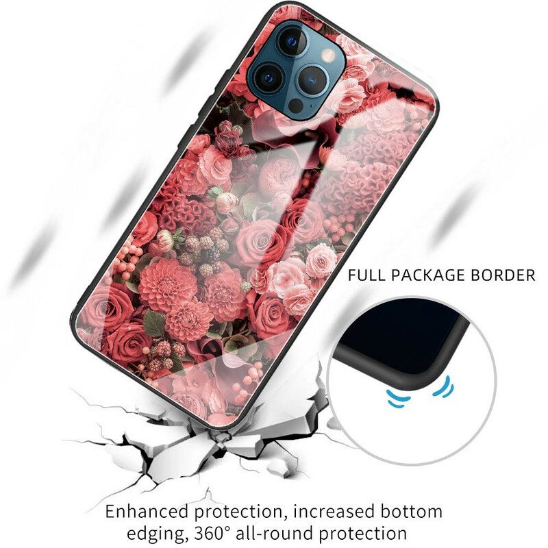 Θήκη iPhone 13 Pro Pink Flowers Σκληρυμένο Γυαλί