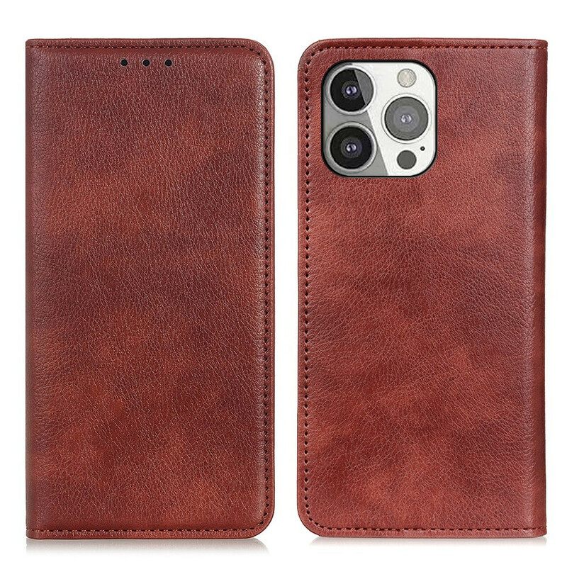 θηκη κινητου iPhone 13 Pro Θήκη Flip Litchi Split Leather