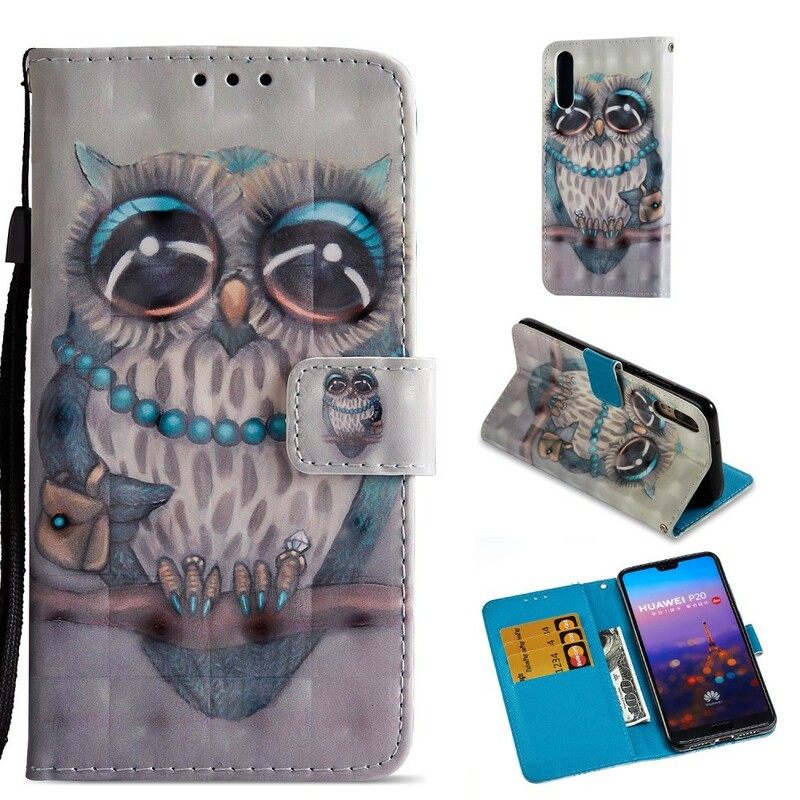 δερματινη θηκη Huawei P20 Miss Owl 3d