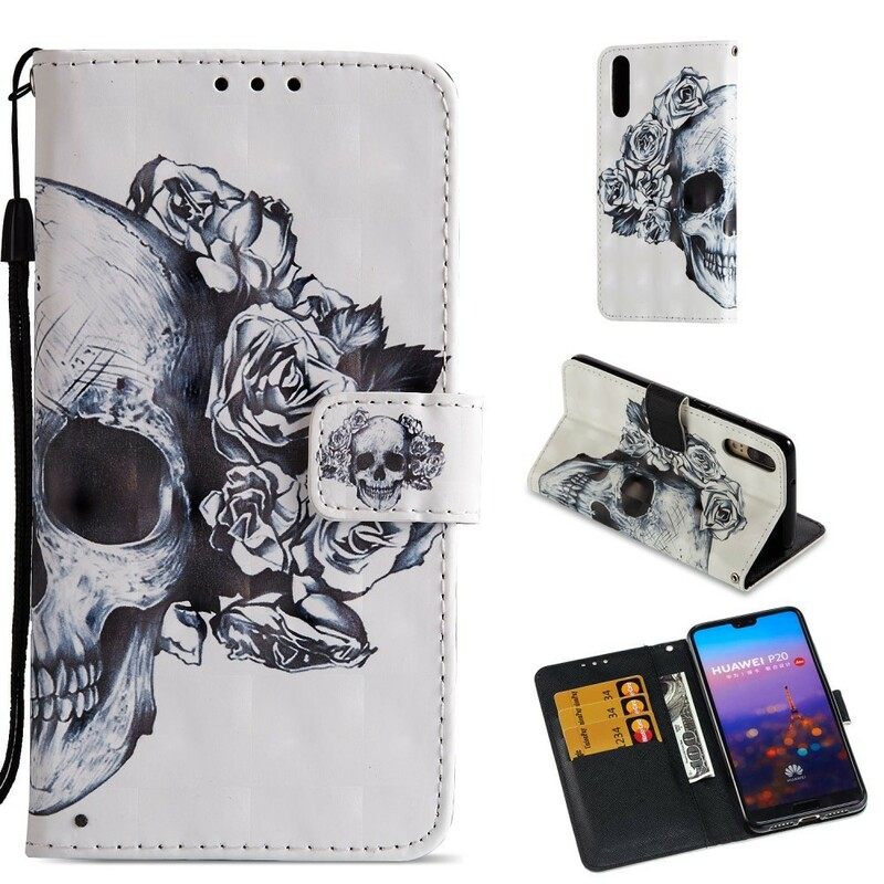 Κάλυμμα Huawei P20 Flowery Skull 3d