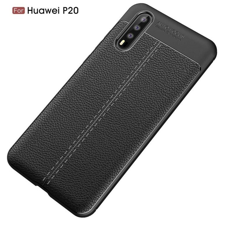 θηκη κινητου Huawei P20 Δερμάτινο Εφέ Litchi Διπλής Γραμμής