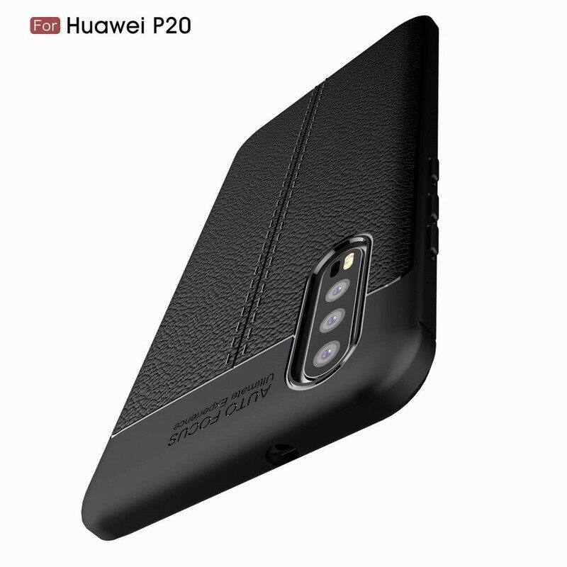 θηκη κινητου Huawei P20 Δερμάτινο Εφέ Litchi Διπλής Γραμμής