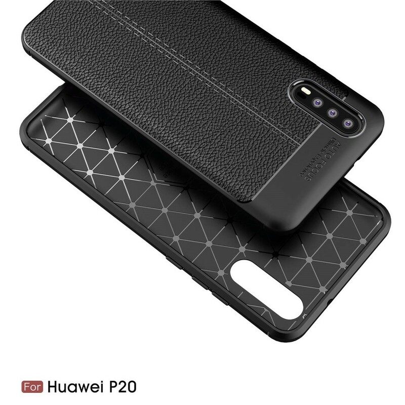 θηκη κινητου Huawei P20 Δερμάτινο Εφέ Litchi Διπλής Γραμμής