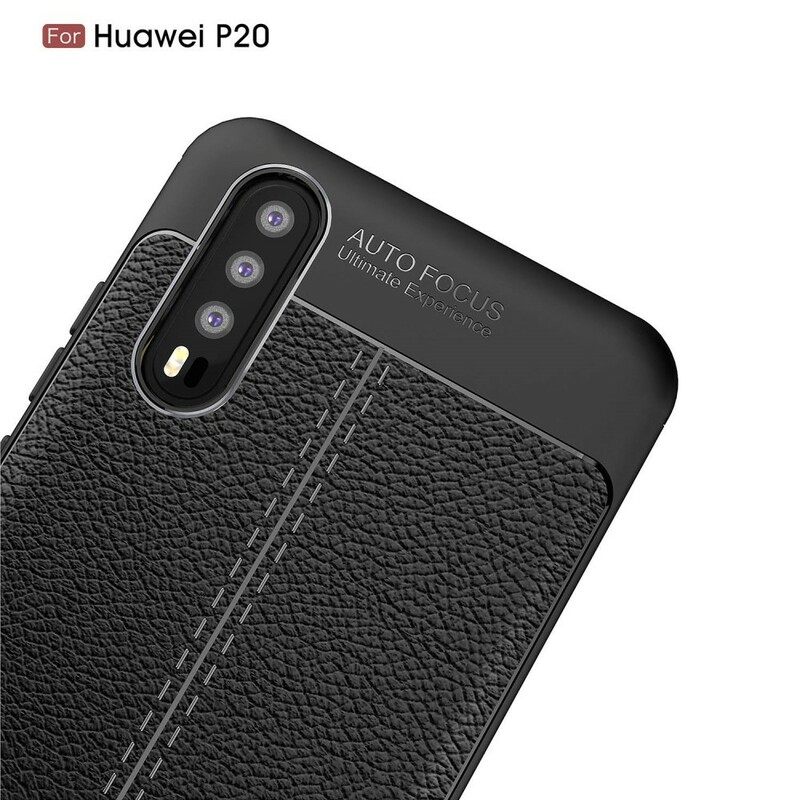 θηκη κινητου Huawei P20 Δερμάτινο Εφέ Litchi Διπλής Γραμμής