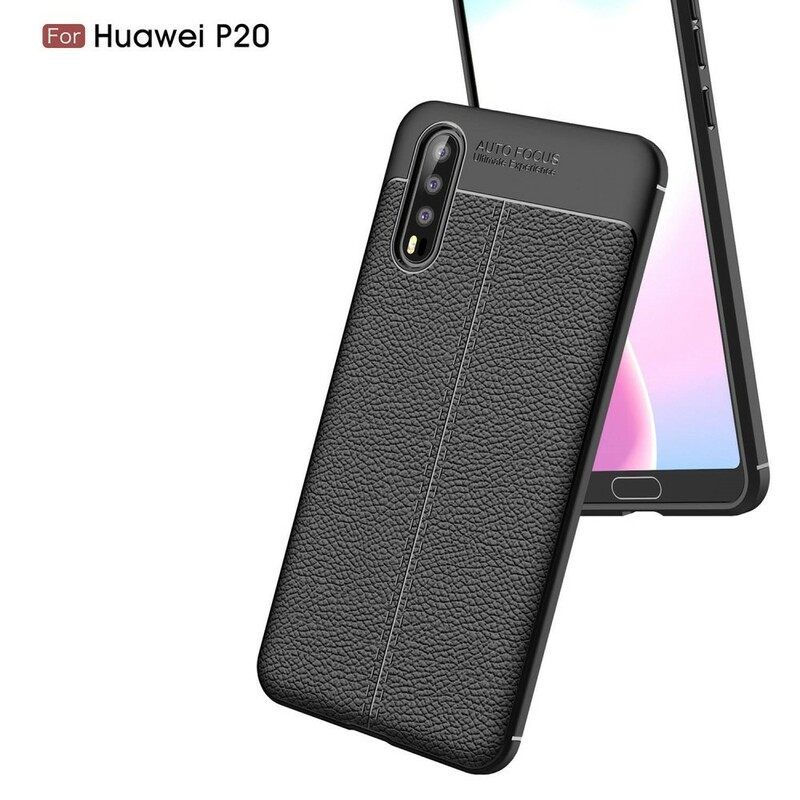 θηκη κινητου Huawei P20 Δερμάτινο Εφέ Litchi Διπλής Γραμμής