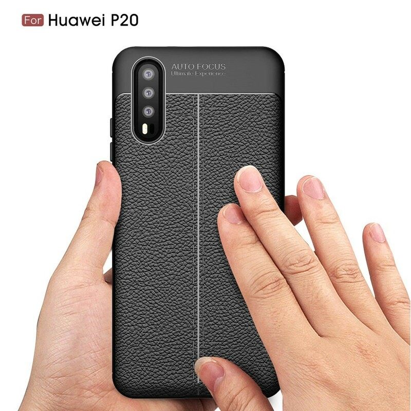 θηκη κινητου Huawei P20 Δερμάτινο Εφέ Litchi Διπλής Γραμμής