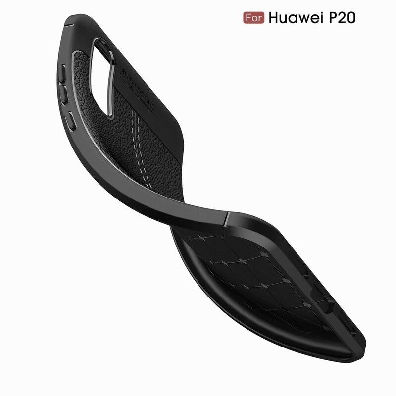 θηκη κινητου Huawei P20 Δερμάτινο Εφέ Litchi Διπλής Γραμμής