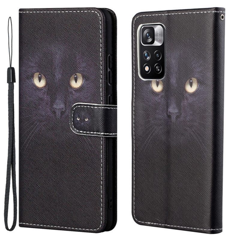 Κάλυμμα Xiaomi Redmi Note 11 Pro / 11 Pro 5G με κορδονι Strappy Black Cat Eyes