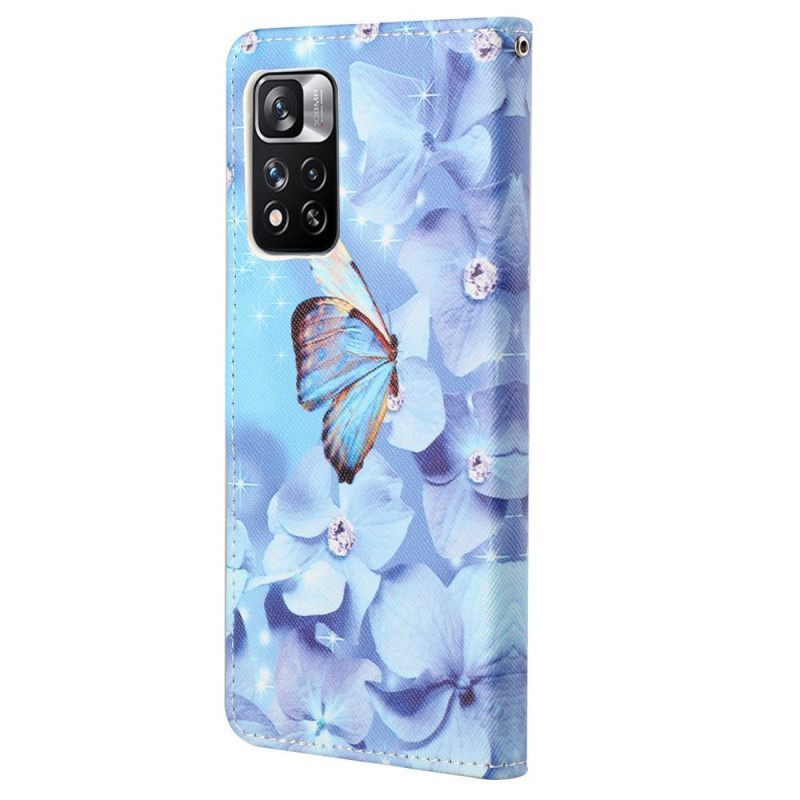 Κάλυμμα Xiaomi Redmi Note 11 Pro / 11 Pro 5G με κορδονι Strappy Diamond Butterflies