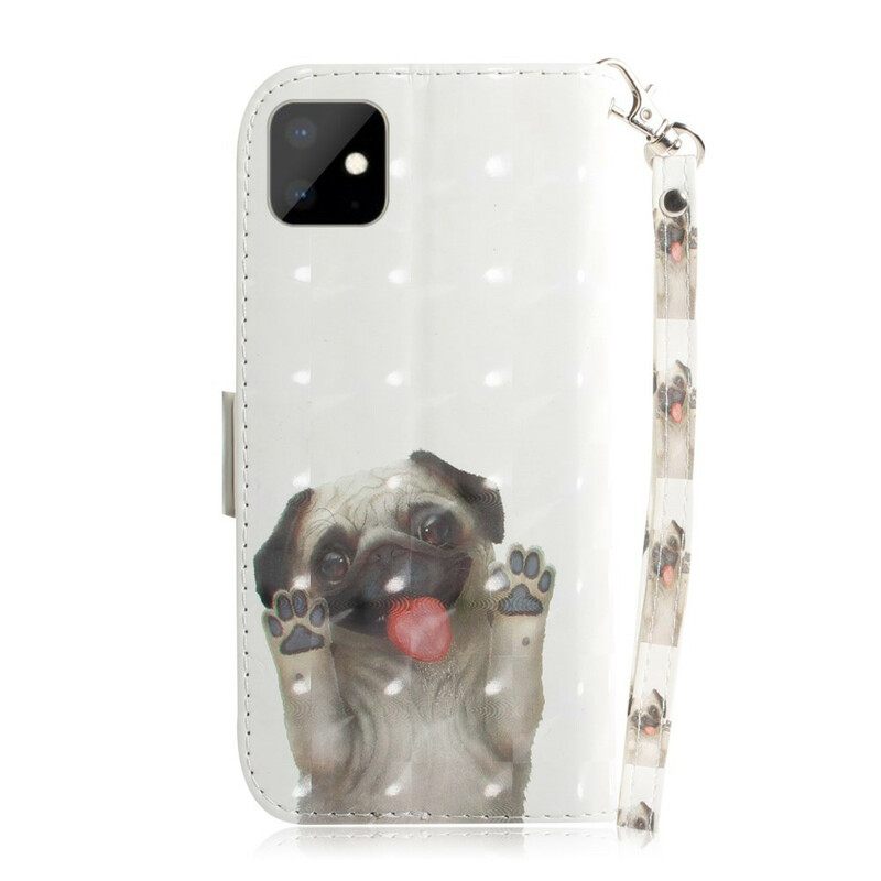 Θήκη Flip iPhone 11 με κορδονι Love My Dog Thong