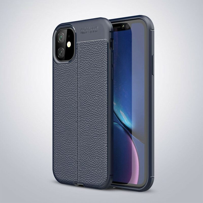 Θήκη iPhone 11 Δερμάτινο Εφέ Litchi Διπλής Γραμμής