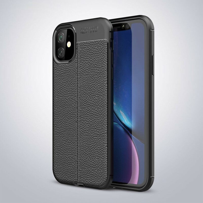 Θήκη iPhone 11 Δερμάτινο Εφέ Litchi Διπλής Γραμμής