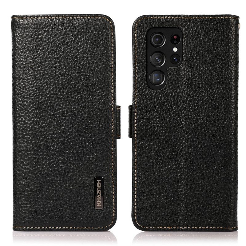 Κάλυμμα Samsung Galaxy S22 Ultra 5G Litchi Leather Khazneh Rfid