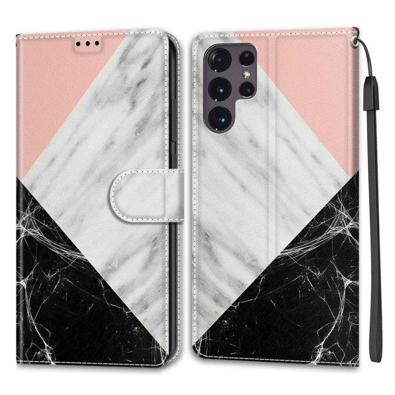 Κάλυμμα Samsung Galaxy S22 Ultra 5G Marble Elegance Με Λουράκι