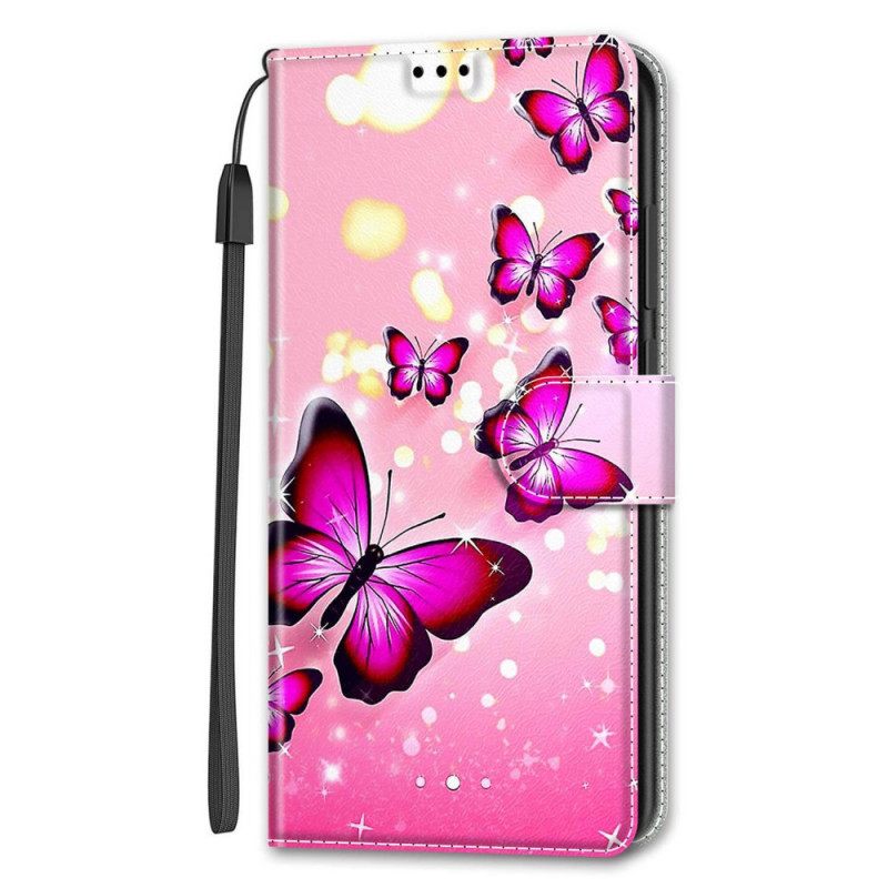 Κάλυμμα Samsung Galaxy S22 Ultra 5G με κορδονι Ανεμιστήρας Strap Butterflies