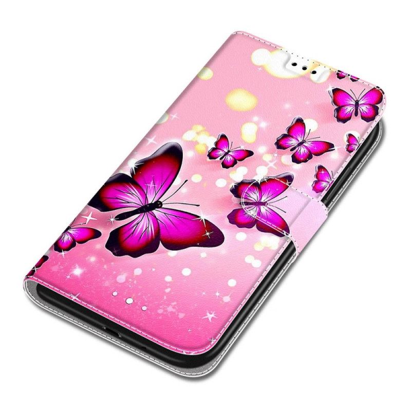 Κάλυμμα Samsung Galaxy S22 Ultra 5G με κορδονι Ανεμιστήρας Strap Butterflies