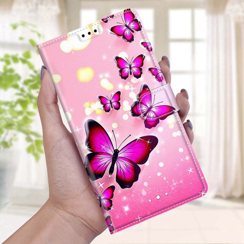 Κάλυμμα Samsung Galaxy S22 Ultra 5G με κορδονι Ανεμιστήρας Strap Butterflies