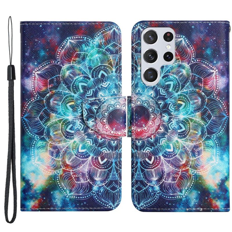 Κάλυμμα Samsung Galaxy S22 Ultra 5G με κορδονι Flashy Half Mandala Με Λουράκι