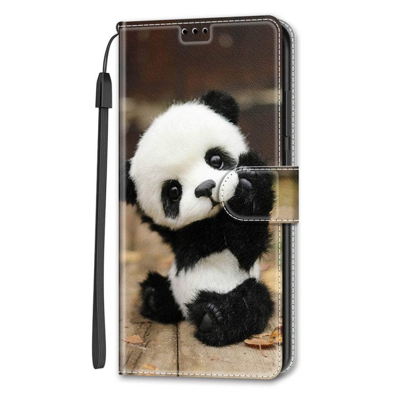 Κάλυμμα Samsung Galaxy S22 Ultra 5G με κορδονι Παίξτε Little Panda Με Strap