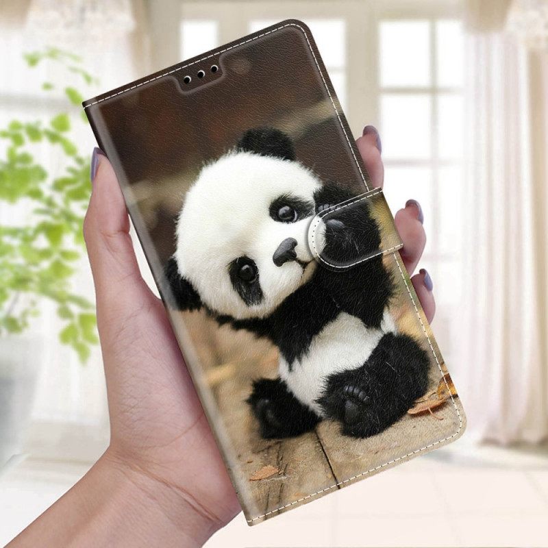 Κάλυμμα Samsung Galaxy S22 Ultra 5G με κορδονι Παίξτε Little Panda Με Strap