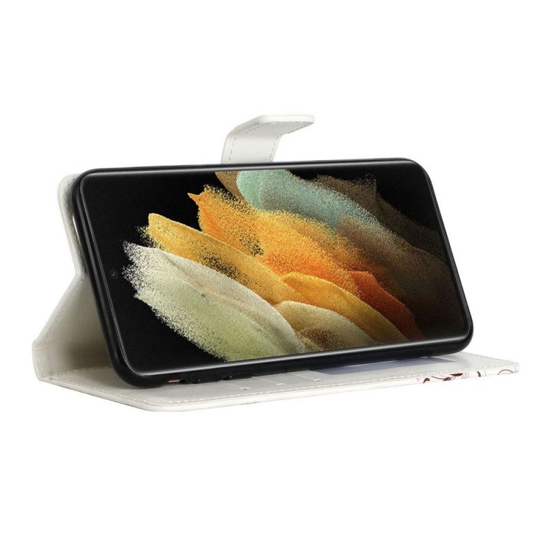 Θήκη Flip Samsung Galaxy S22 Ultra 5G Feather Life And Love