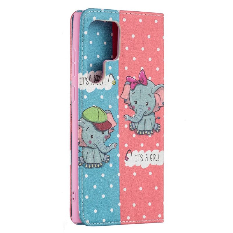 θηκη κινητου Samsung Galaxy S22 Ultra 5G Θήκη Flip Baby Elephants